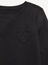Image number 3 showing, Softest Long-Sleeve Heart-Pocket T-Shirt for Girls