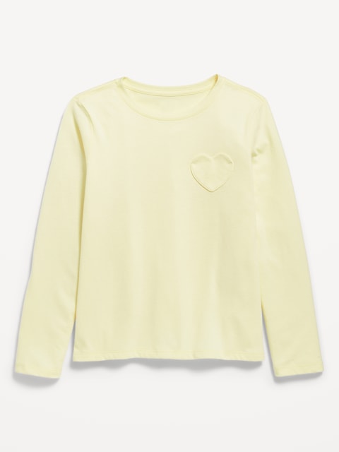 T-shirt ultra-doux à poche en cœur et à manches longues pour Fille - Miellat