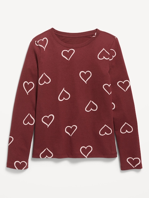 T-shirt ultra-doux à manches longues à imprimé pour Fille - Rouge
