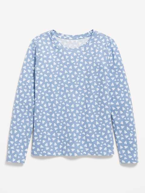 T-shirt ultra-doux à manches longues à imprimé pour Fille - Cœur Bleu