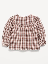 Image number 2 showing, Printed Long-Sleeve Double-Weave Button-Front Top for Toddler Girls