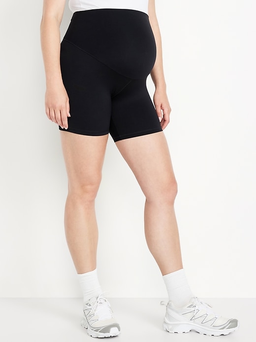 Image number 1 showing, Maternity Full Panel StudioSmooth Biker Shorts -- 6-inch inseam