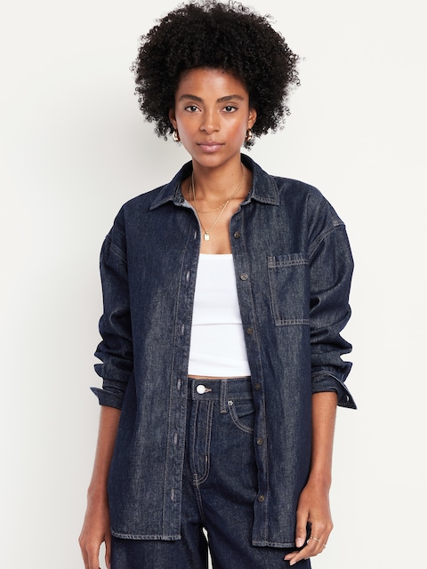 Boyfriend Button-Down Jean Tunic