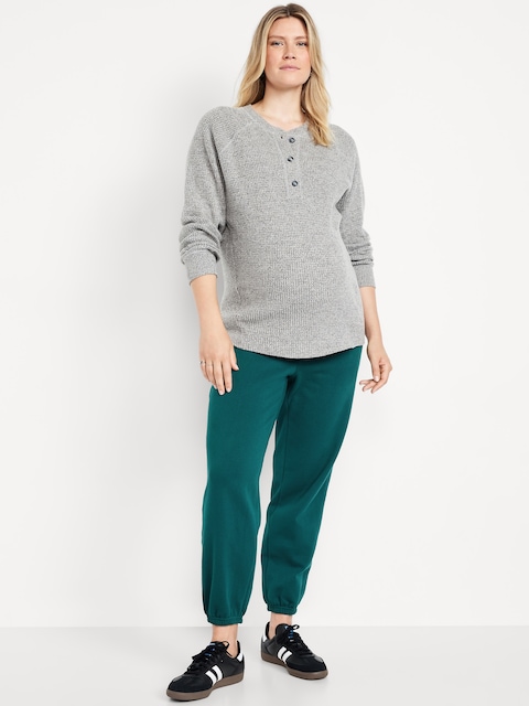 Maternity Rollover-Waist Jogger Sweatpants - Jet Stream