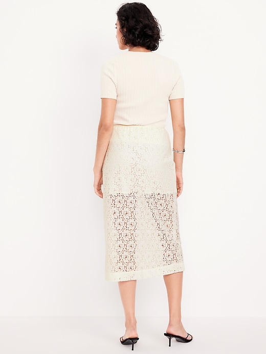 Image number 3 showing, High-Waisted Lace Midi Skirt