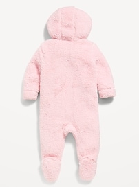 Image number 2 showing, Hooded Critter Footed Sherpa One-Piece for Baby