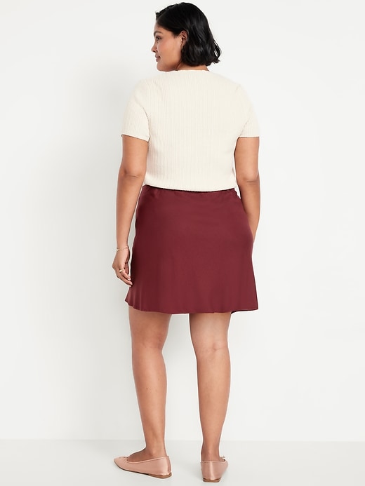 Image number 7 showing, High-Waisted Crepe Flounce Mini Skirt