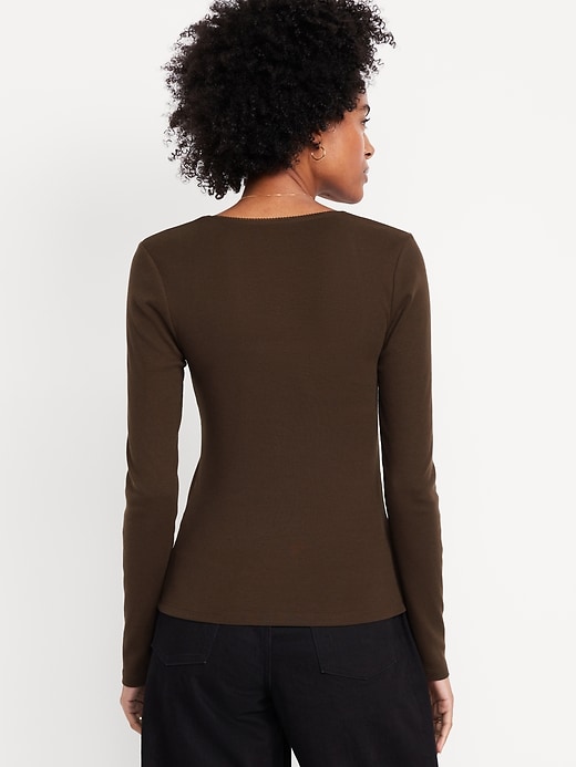 Image number 2 showing, Long-Sleeve Square-Neck Top
