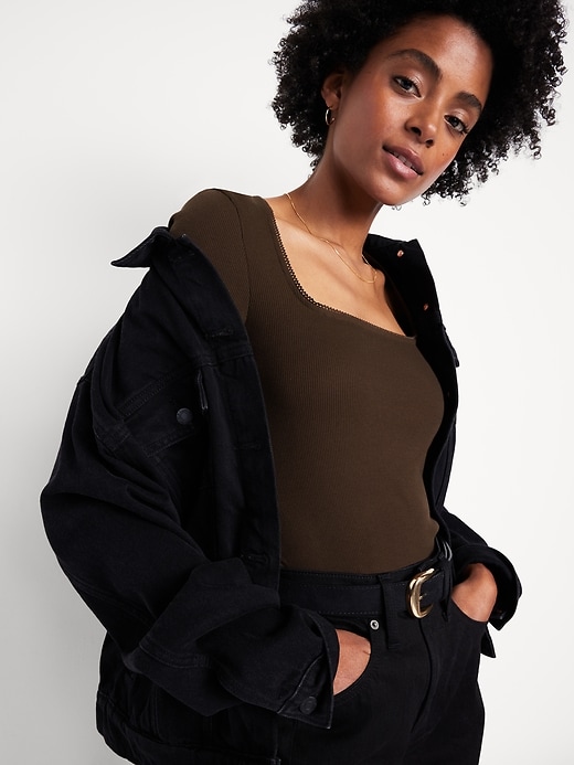 Image number 3 showing, Long-Sleeve Square-Neck Top