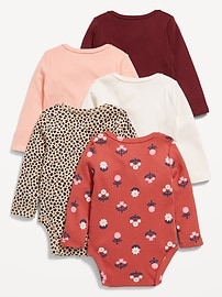 Image number 2 showing, Long-Sleeve Bodysuit 5-Pack for Baby