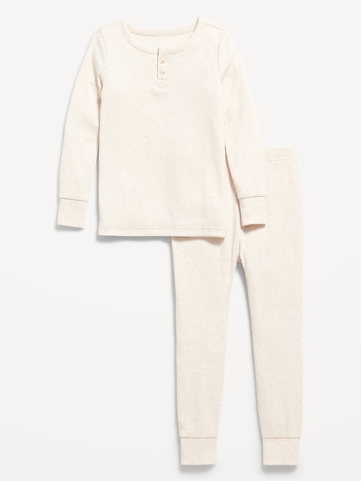 View large product image 1 of 1. Snug-Fit Ribbed Henley Pajama Set for Toddler & Baby