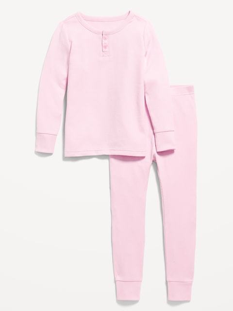 Pyjama henley côtelé coupe ajustée pour tout-petit et bébé - Rose
