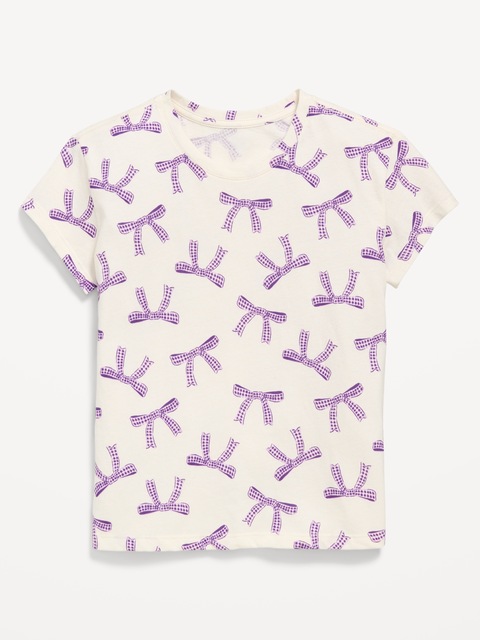 Softest Printed Short-Sleeve T-Shirt for Girls - Bows