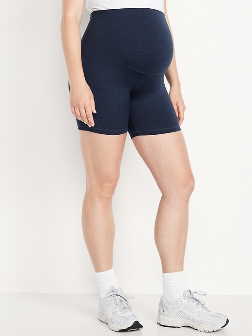 Image number 1 showing, Maternity Full-Panel CloudComfy Biker Shorts -- 6-inch inseam