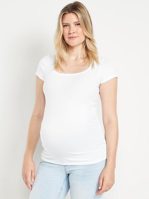 Image number 1 showing, Maternity Trapeze-Neck T-Shirt