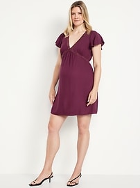 Image number 1 showing, Maternity Crepe Lace-Trim Mini Dress