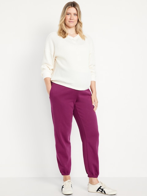 Maternity Rollover-Waist Jogger Sweatpants - Madder Root