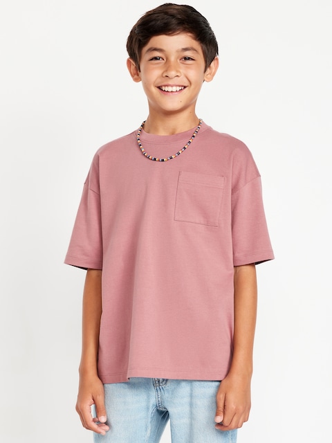 T-shirt surdimensionné à manches courtes et à poche pour garçon - Brun