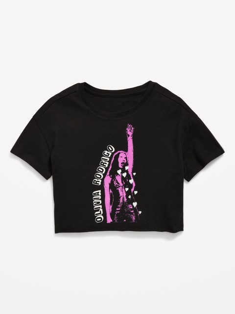 T-shirt court à imprimé Olivia Rodrigo™ pour fille - Noir