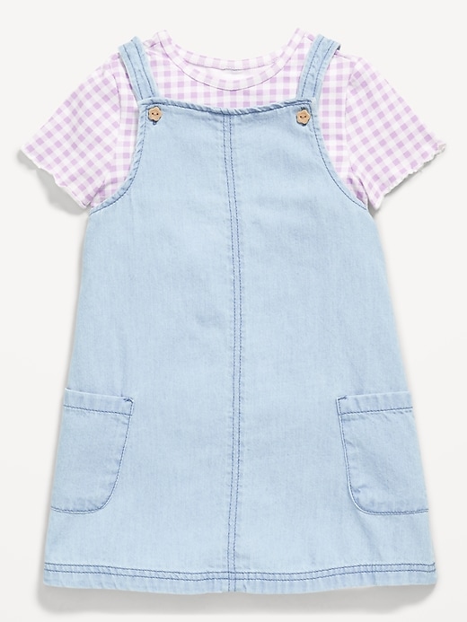 View large product image 2 of 3. Printed Short-Sleeve T-Shirt and Jean Dress Set for Toddler Girls