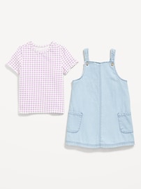View large product image 3 of 3. Printed Short-Sleeve T-Shirt and Jean Dress Set for Toddler Girls