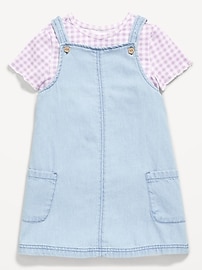 Image number 2 showing, Printed Short-Sleeve T-Shirt and Jean Dress Set for Toddler Girls