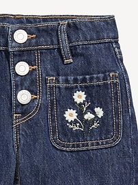 Image number 2 showing, High-Waisted Embroidered Mariner Jean Shorts for Toddler Girls