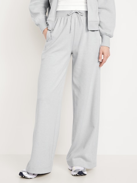 Pantalon en molleton dynamique à très taille haute et à jambe large - Faux Gris Chine