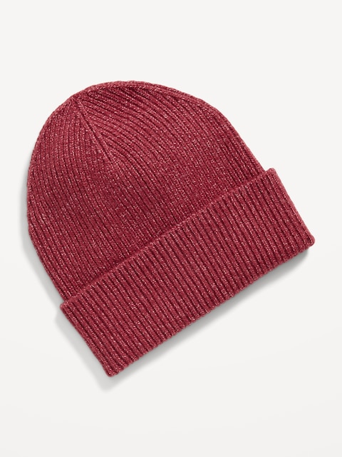 Bonnet à revers en tricot côtelé pour femme - Brun Chaud