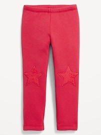Image number 1 showing, Heart-Patch Fleece-Lined Leggings for Toddler Girls