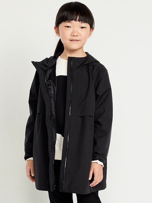 View large product image 1 of 2. Water-Resistant Hooded Jacket for Girls