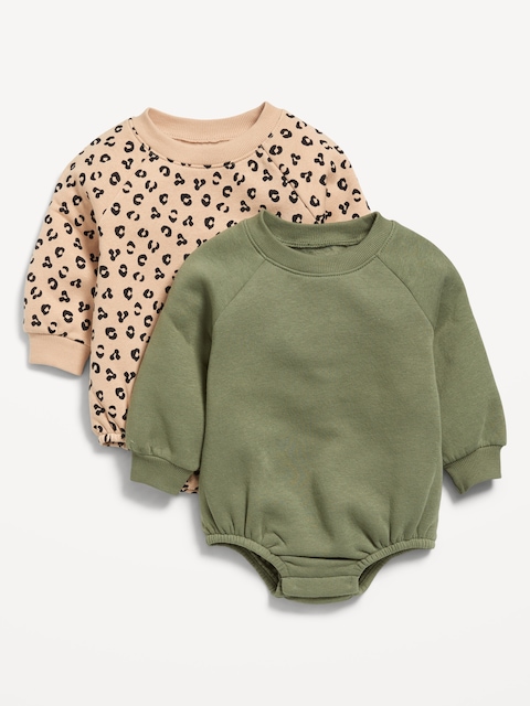Long-Sleeve Fleece One-Piece Romper 2-Pack for Baby - Multi