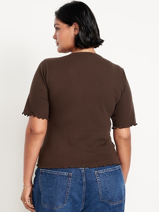 Image number 7 showing, Ruffle-Trim Ribbed Top