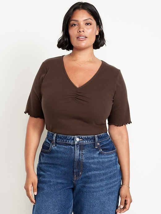 Image number 6 showing, Ruffle-Trim Ribbed Top