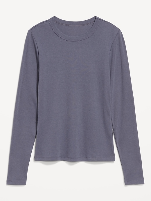 L'image numéro 6 présente T-shirt ajusté à col rond et à manches longues