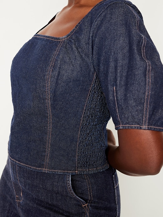 Image number 3 showing, Square-Neck Denim Crop Top