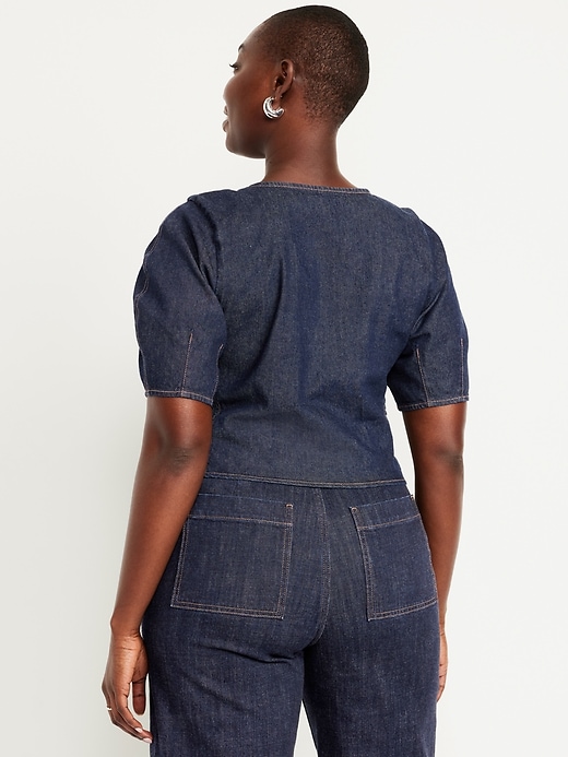 Image number 5 showing, Square-Neck Denim Crop Top