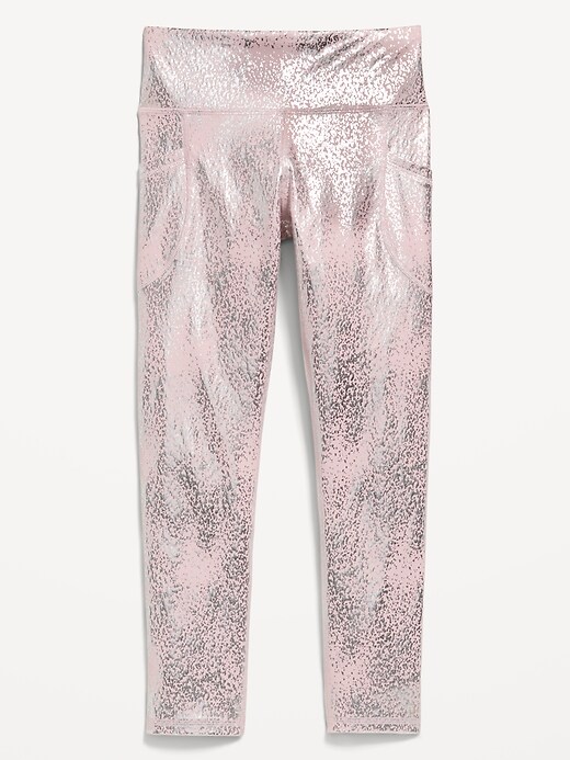 Image number 1 showing, High-Waisted PowerSoft 7/8-Length Side-Pocket Leggings for Girls