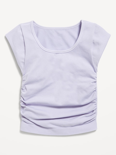 Fitted Ruched Seamless Performance Top for Girls - Glitter Bug