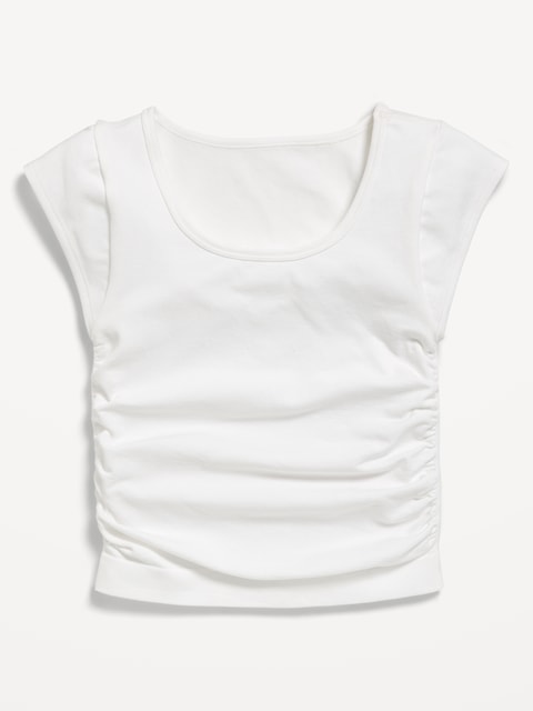 Fitted Ruched Seamless Performance Top for Girls - Calla Lily White