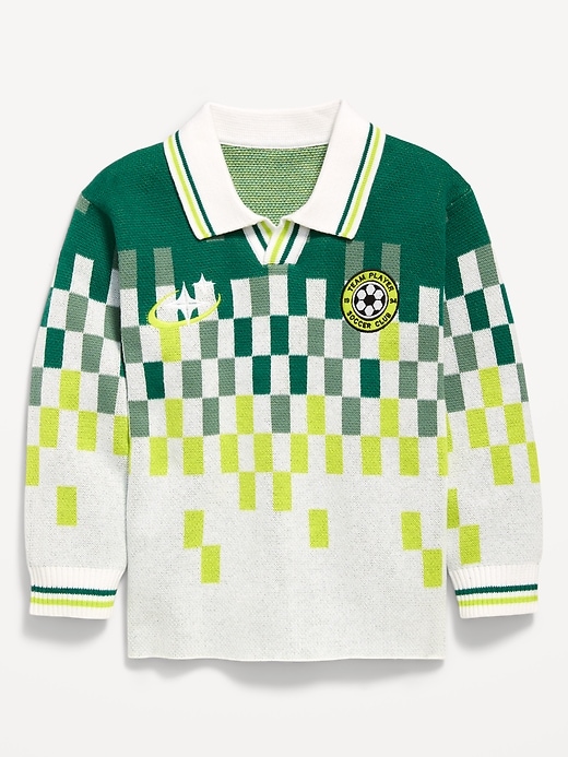 Image number 1 showing, Long-Sleeve Collared Soccer Sweater for Toddler Boys