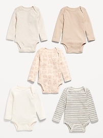 View large product image 3 of 3. Unisex Long-Sleeve Bodysuit 5-Pack for Baby