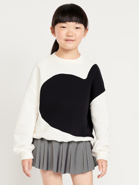 Oversized Graphic Tunic Sweatshirt for Girls - White