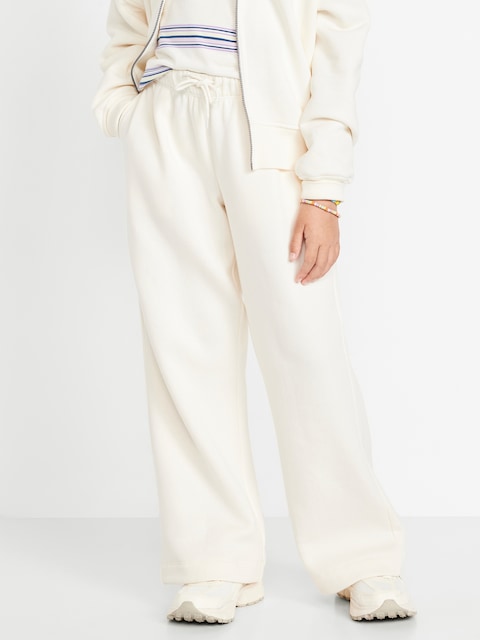 Favorite Fleece High-Waisted Wide-Leg Sweatpants for Girls - White