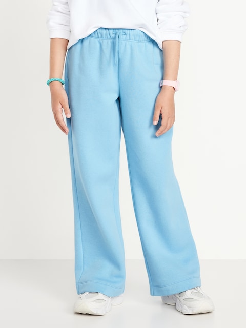 Favorite Fleece High-Waisted Wide-Leg Sweatpants for Girls - Blue