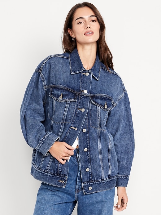 Image number 1 showing, Oversized Jean Trucker Jacket