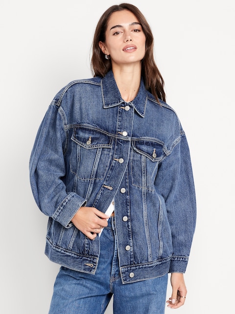 Oversized Jean Trucker Jacket - Blue