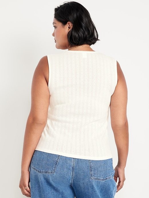 Image number 7 showing, Sleeveless Pointelle Top