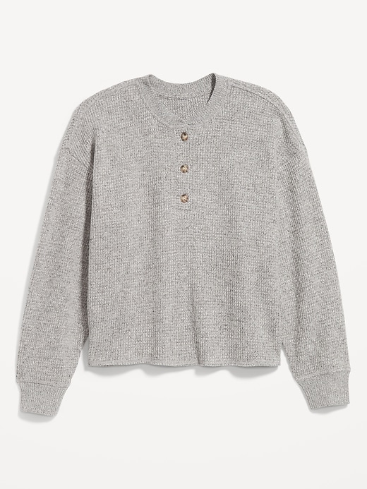 Image number 8 showing, Oversized Cozy Waffle Henley Top