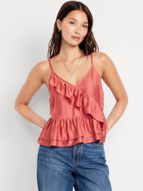 Ruffle Cami Top - Red Basil